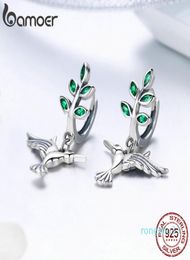 BAMOER 100 Genuine 925 Sterling Silver Hummingbirds Greetings Bird Stud Earrings for Women Fashion Earrings Jewelry2744793