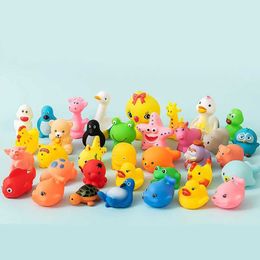 Baby Bath Toys 10Pcs/Set Baby Water Toys Cute Animals Swimming Soft Rubber Ducks Float Squeeze Sound Squeaky Bath Toys For Children