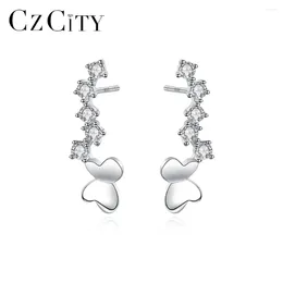 Stud Earrings CZCITY Fashion Korean Butterfly For Women Romantic Design Girls Small Zircon Brand Silver 925 Jewellery