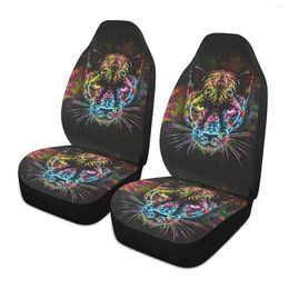 Car Seat Covers Colourful Leopard Animal Front Seats For Women Men Cars SUV Truck 2 Pcs Cushion