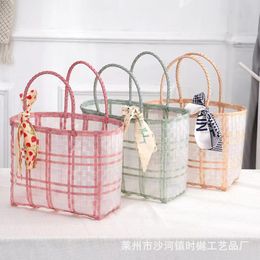 Plastic Hand-woven Bag Jelly Bag Vegetable Basket Companion Gift Bag Beach Bag Woven Bag Shopping Basket Handbag