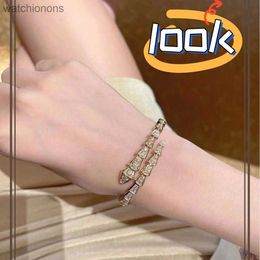 High Level Original Blgarry Designer Bangles Diamond Set Fritillaria Snake Bone Bracelet Set with Exquisite Girls Silver Bracelet with Brand Logo