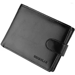 Wallets Large Capacity Men's Buckle Leather Wallet Multiple Card Slots ID Holder Coin Retro Style