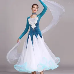 Stage Wear Ballroom Dance Competition Dress Standard Dresses Modern Costume Green Rhinestone Waltz Luminous Costumes