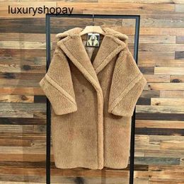 Maxmaras Coat Teddy Bear Womens Cashmere Coats Wool Winter 2024 New Autumnwinter Star Camel Fur Grain Sheep Fleece Mid Leng