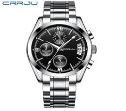 CRRJU Large dial design Chronograph Sport Mens Watches Fashion Brand Military waterproof Quartz Watch Clock Relogio Masculino2398930