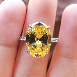 Cluster Rings Spring Qiaoer 925 Sterling Silver Wedding Ring For Women Luxury 9 13MM Yellow Pink White Zircon Gemstone Fine Jewelry