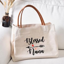 Shopping Bags Blessed Nana Funny Printed Women Lady Beach Bag Canvas Tote Handbag Gift For Grandma Grandmother Drop