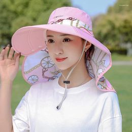 Berets Women Tea Picking Hat Sun Shielding Face And Neck Protection Shawl Outdoor Sunshade UV Breathable Mesh Sunscreen