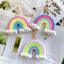 Decorative Figurines Macrame Rainbow Wall Hanging Decoration Boho Home Party Decor Baby Shower Kid Room Colorful Pom Felt Ball Tassels