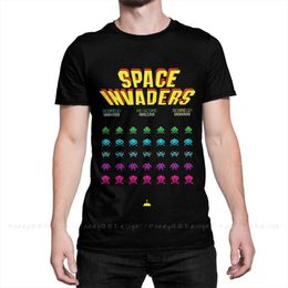 Men's T-Shirts 70s 80s Arcade Game Space Invaders T-Shirt Men 100% Cotton Short Summer Slve Casual Plus Size Shirt Adults T240425