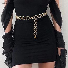 Belts 1pcs Ladies Hip Hop Style Punk Waist Chain Ring Adjustable Dress Womans Belt Fashion Waistband