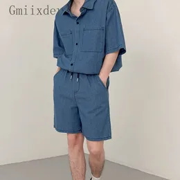 Men's Tracksuits Summer Denim Suit Loose Thin Washed Short-sleeved Shorts Two-piece Set Handsome To Match With Trendy Clothing