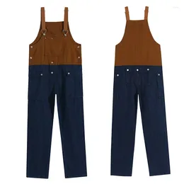 Men's Jeans Multi-Pocket Bib Overalls Hip Hop Streetwear Cargo Work Pants Jumpsuits Casual Loose For Men Women