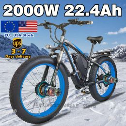 2000W Yağ Tire Bisiklet 48V 22AH 26 "Elektrikli Dağ Bisikletleri 55km/H Ebike Yetişkinler için 21 Hızlı Hidrolik Frenler