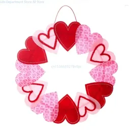 Decorative Flowers 16 Inch Valentine's Day Wreath Felt Love Heart Front Door Farmhouse Home Decorations For Wedding Party