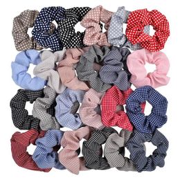 24 Farben Ponytailhalter Haare knackige elastische Gitterstreifen Dot Haarbänder knackige Haarbänder Krawatten Seile für Frauen Girls4808878