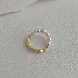 Wedding Rings design of a niche Baroque freshwater pearl metal ring with minimal elastic elements of pearl rings and bracelets