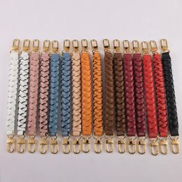 Woven Tote Handle Cowskin Genuine Leather Designer Short Strap for Handbag Bag Parts Accessories Wholesale 31*2.5cm 240425