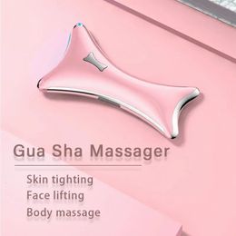 Electric Guasha Scraping Facial Massager LED Light Microcurrent Skin Rejuvenation Body Massage Machine Face Lifting Slimming 240425