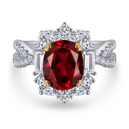 Anello di gioielleria designer di alta qualità 925 argento sterling alla moda e personalizzato Ruby Ruby High Carbon Diamond Design Sense versione coreana Anello di versione coreana