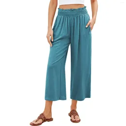 Women's Pants Women Palazzo Summer Boho Wide Casual Long Pant Trousers With Pockets Elegant Woman Youthful Clothes Sweatpan