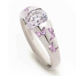 Wedding Rings Creative Women Fashion Butterfly Ring Silver Colour Inlaid White Stone Engagement Rings for Women Bridal Wedding Jewellery