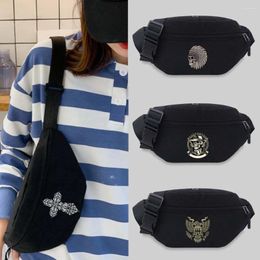 Waist Bags 2024 Bag Unisex Bum Student Trend Skull Pattern Print Lightweight Wild Fanny Pack Black Leisure Sports Chest