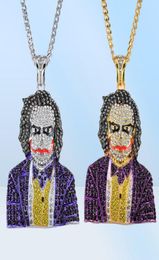 Fashion Iced Out Large Cartoon Clown Cosplay Pendant Necklace Mens Hip Hop Necklace Jewelry 76cm Gold Cuban Chain For Men Women4553834
