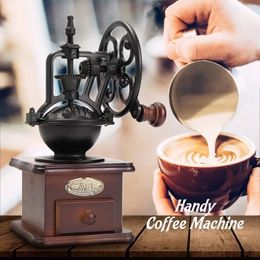 Manual Coffee Grinder Vintage Style Wooden Bean Mill Grinding Ferris Wheel Design Hand Maker Machine 240425