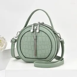 Shoulder Bags 2024 Fashion Female Handbag Trendy One Messenger Bag PU Leather Womens Girl Small Round