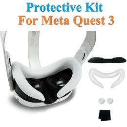 Silicone VR Face Cover For Meta Quest 3 Lens Protector Cap Kit Sweat Proof Protective Mask Accessories 240424