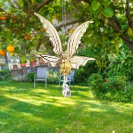 Decorative Figurines Angel Butterfly Wings Flying Bird Wind Chimes Garden Art Chime Patio Hummingbird Hanging Decoration