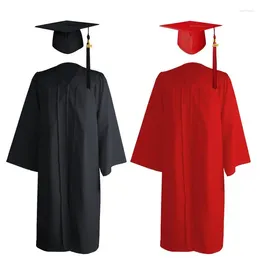 Clothing Sets Adult Graduation Gown Cap Set Zip Closure University Academic Robe Mortarboard