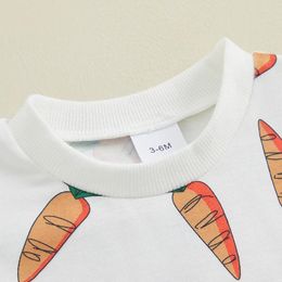 Clothing Sets 2Pcs Baby Boys Girls Easter Cute Carrot Print Pullover Shirt Top Elastic Waist Shorts Set