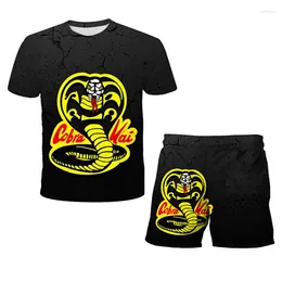 Clothing Sets Summer Cobra Kai Tracksuit Children's Suit For Boys Girls Short Sleeve Top Shorts Kids Outfits Sportswear