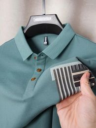 Men's Polos 2024 Summer Trendy Pocket Short Sleeve Polo Shirt High End Men Fashion Flip Collar Casual T-shirt Solid Color Breathable Top