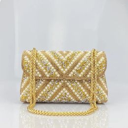 Shoulder Bags Pearl Women Bag Crystal Flap Chain Strap Party