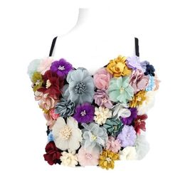 Camisoles Tanks Women Mticolor Floral Embroidery Bralette With Colorf Three-Nsional Cups And Flowers Appliques Fashion Crop Top Tube S Otcjh
