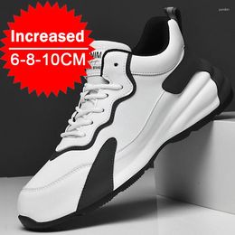 Casual Shoes Men Elevator Increase Sneakers Black Sports Leisure Hidden Inner Heightening 6/8cm Platform Male Footwear