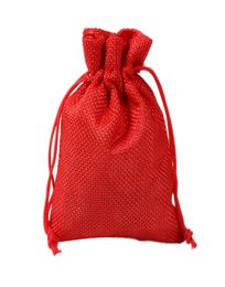 7x9cm 9x12cm 10x15cm 13x18cm red Mini Pouch Jute Bag Linen Hemp Jewellery Gift Pouch drawstring Bags For Wedding favorsbeads1123525