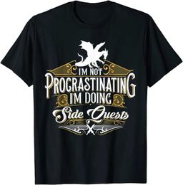 Men's T-Shirts Not Procrastinating Side Quests Funny RPG Gamer Dragons T-Shirt Tops T Shirt Latest cosie Cotton Men T Shirts Design T240425