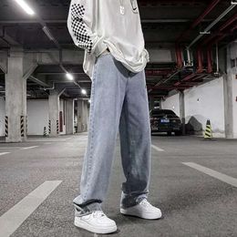 American Vibe High Street Pants, Men's Trendy New Ins Straight Leg Jeans, Loose Bf Hip-hop Style Wide Leg Pants