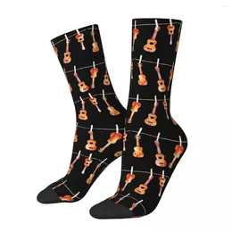 Men's Socks Hanging Ukuleles Harajuku Sweat Absorbing Stockings All Season Long Accessories For Unisex Gifts