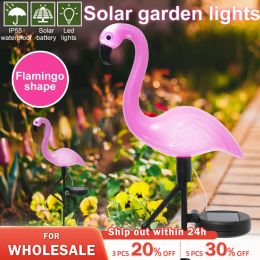 Decorations Pink Flamingo Solar Light Outdoor Courtyard Decoration Light Waterproof Garden LED Patio Walkway Light with Lights Ground Lamp P