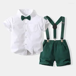 Clothing Sets Short Sleeve T-Shirt Belt Shorts 2PCS Baby Boys Suit Cotton Outfits Born Party Clothes Kids Gentleman Summer Matching