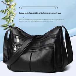 Hobo Soft Leather Tote Bag For Women Large Capacity Handbag Retro Female Shoulder Multi-Layer Pockets Classic Crossbody