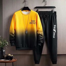 2023 Spring Autumn Mens Tracksuit Classic Fashion Trend Waffle Ger TwoPiece Male Loose Pulloveroutdoor Running Pants Set 240419