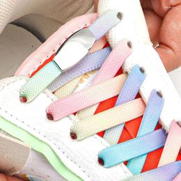 Shoe Parts Anti-Dropping Elastic No Tie Shoelaces Flat Laces For Kids And Adult Sneakers Quick Lazy Metal Lock Shoelace Strings