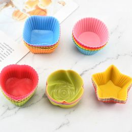 Moulds 7pcs/lot DIY Silicone Cake Mould Round Shaped Muffin Cupcake Baking Moulds Kitchen Cooking Bakeware Maker Cake Decorating Tools
